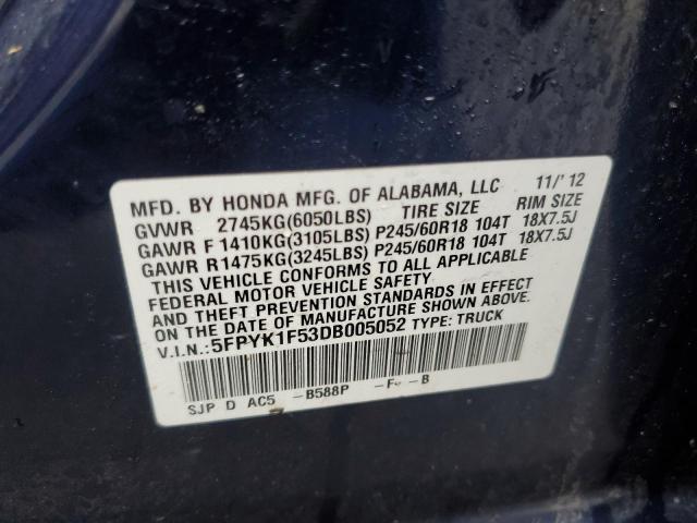 Photo 10 from auction – 2013 HONDA RIDGELINE with VIN 5FPYK1F53DB005052