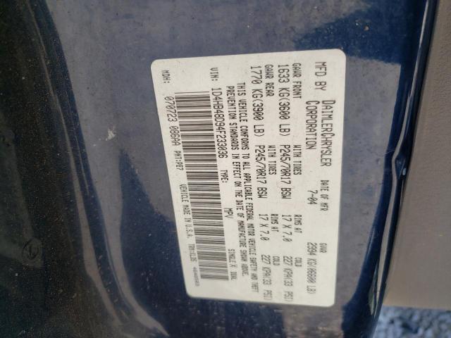 Photo 10 from auction – 2004 DODGE DURANGO SL with VIN 1D4HB48D94F233036