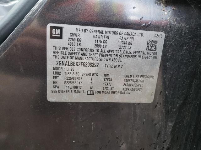 Photo 10 from auction – 2015 CHEVROLET EQUINOX LT with VIN 2GNALBEK2F6293392