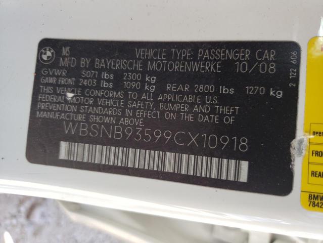 Photo 10 from auction – 2009 BMW M5 with VIN WBSNB93599CX10918