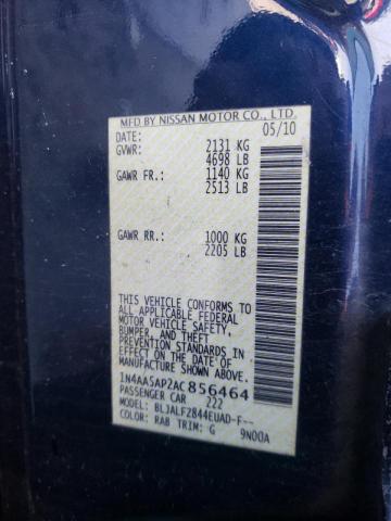 Photo 10 from auction – 2010 NISSAN MAXIMA S with VIN 1N4AA5AP2AC856464