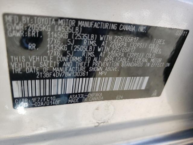 Photo 10 from auction – 2011 TOYOTA RAV4 with VIN 2T3BF4DV7BW130361
