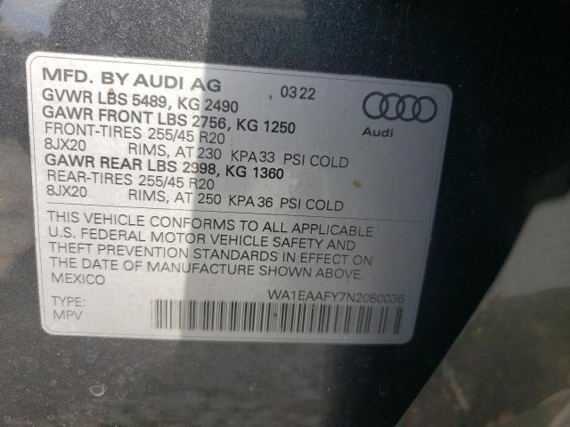 Photo 10 from auction – 2022 AUDI Q5 PREMIUM with VIN WA1EAAFY7N2080036