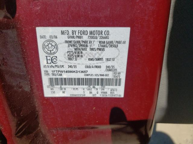 Photo 10 from auction – 2006 FORD F150 SUPER with VIN 1FTPW14586KD13657