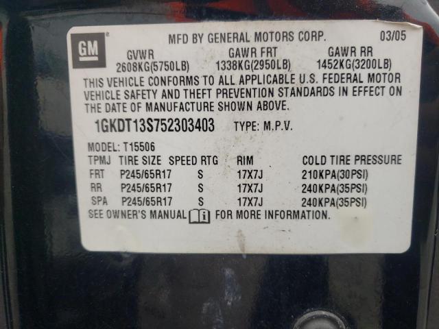 Photo 10 from auction – 2005 GMC ENVOY with VIN 1GKDT13S752303403