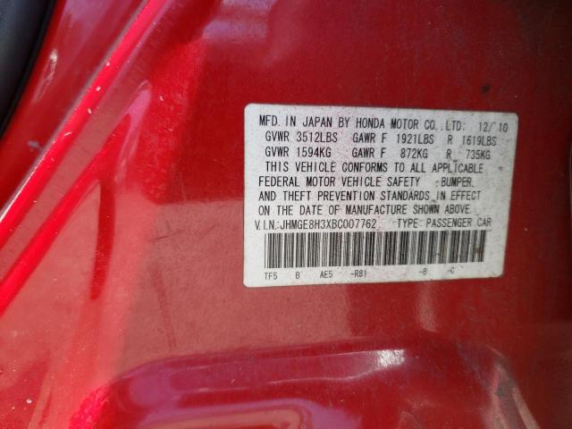 Photo 10 from auction – 2011 HONDA FIT with VIN JHMGE8H3XBC007762