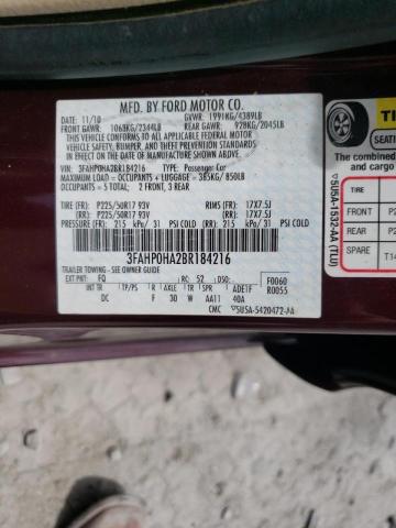 Photo 10 from auction – 2011 FORD FUSION SE with VIN 3FAHP0HA2BR184216