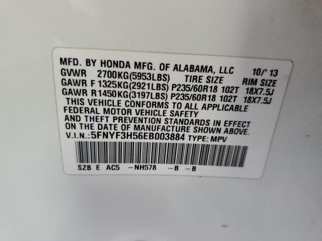 Photo 10 from auction – 2014 HONDA PILOT EXL with VIN 5FNYF3H56EB003884