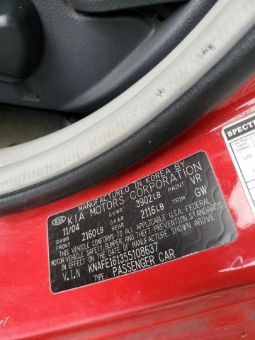 Photo 10 from auction – 2005 KIA SPECTRA5 with VIN KNAFE161355108637