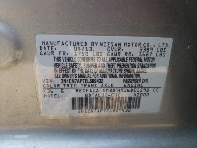 Photo 10 from auction – 2014 NISSAN VERSA S with VIN 3N1CN7AP7EL809432