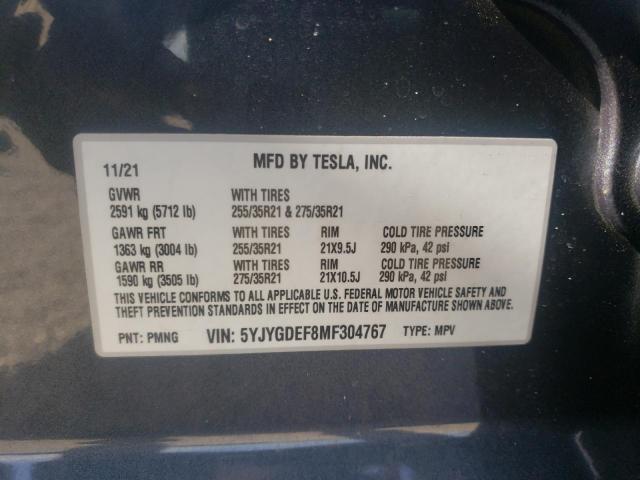 Photo 10 from auction – 2021 TESLA MODEL Y with VIN 5YJYGDEF8MF304767