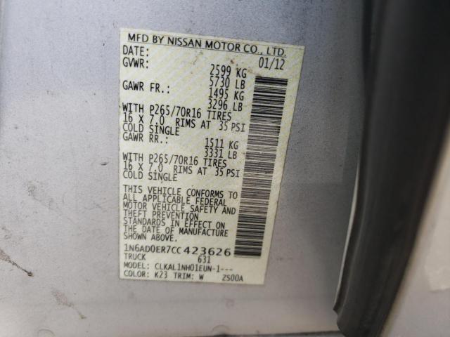 Photo 10 from auction – 2012 NISSAN FRONTIER S with VIN 1N6AD0ER7CC423626
