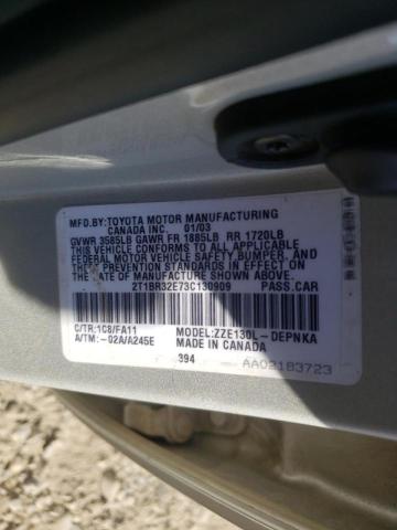 Photo 10 from auction – 2003 TOYOTA COROLLA CE with VIN 2T1BR32E73C130909