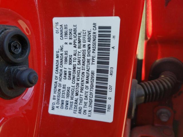 Photo 10 from auction – 2016 HONDA CIVIC EX with VIN 2HGFC2F73GH529581