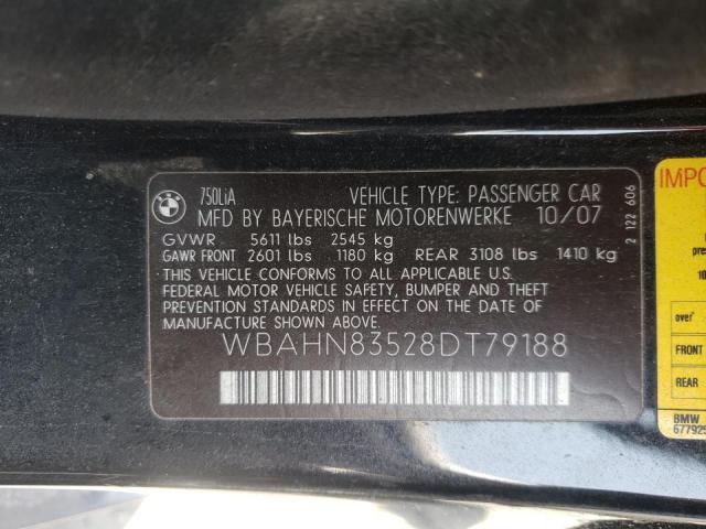 Photo 10 from auction – 2008 BMW 750 LI with VIN WBAHN83528DT79188