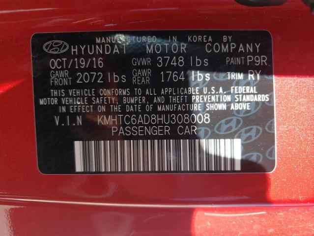 Photo 10 from auction – 2017 HYUNDAI VELOSTER with VIN KMHTC6AD8HU308008