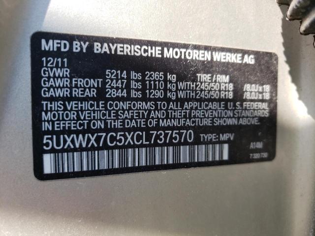 Photo 10 from auction – 2012 BMW X3 XDRIVE3 with VIN 5UXWX7C5XCL737570