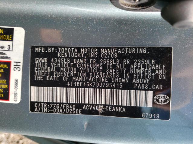 Photo 10 from auction – 2009 TOYOTA CAMRY BASE with VIN 4T1BE46K79U795415
