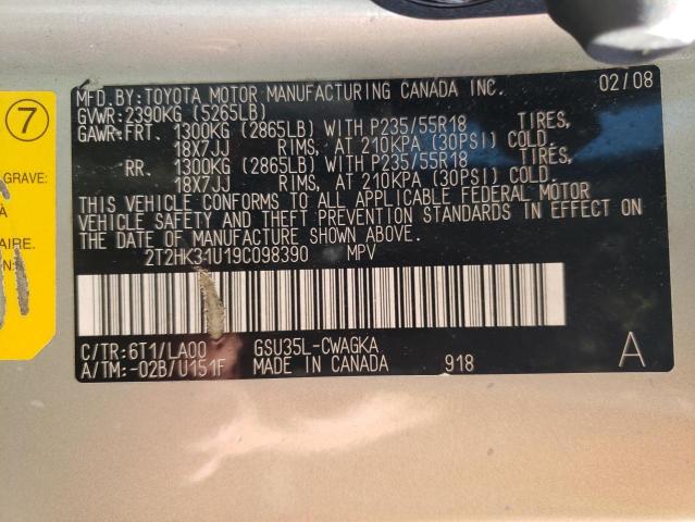 Photo 10 from auction – 2009 LEXUS RX 350 with VIN 2T2HK31U19C098390