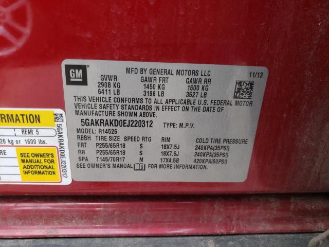 Photo 10 from auction – 2014 BUICK ENCLAVE with VIN 5GAKRAKD0EJ220312