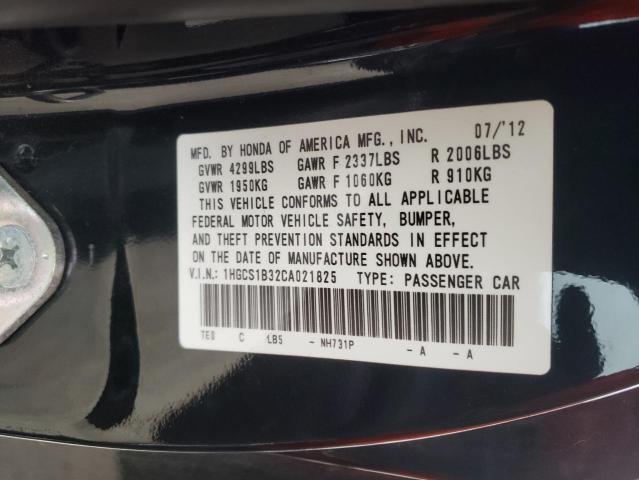 Photo 10 from auction – 2012 HONDA ACCORD LX with VIN 1HGCS1B32CA021825
