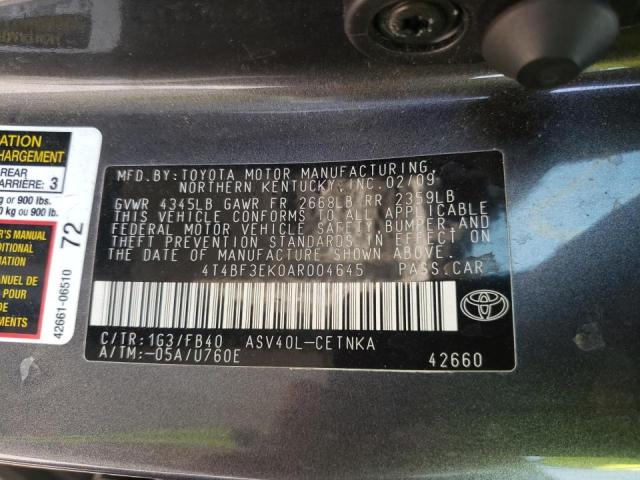 Photo 10 from auction – 2010 TOYOTA CAMRY BASE with VIN 4T4BF3EK0AR004645