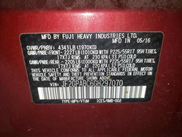 Photo 10 from auction – 2016 SUBARU CROSSTREK with VIN JF2GPABC6GH297070