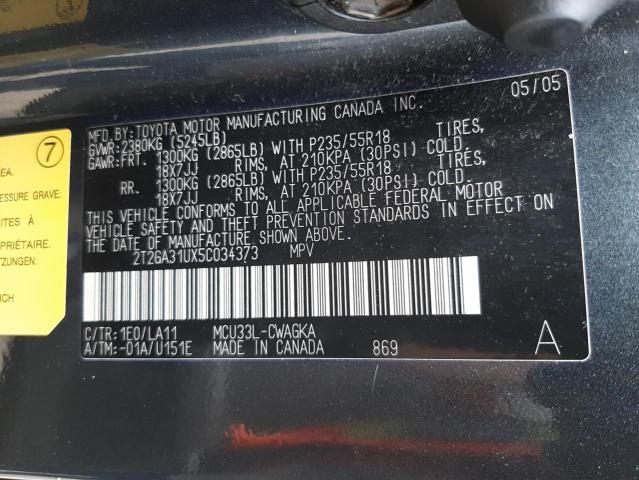 Photo 10 from auction – 2005 LEXUS RX 330 with VIN 2T2GA31UX5C034373