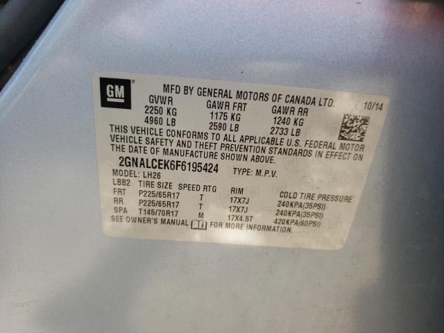 Photo 10 from auction – 2015 CHEVROLET EQUINOX LT with VIN 2GNALCEK6F6195424