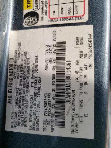Photo 10 from auction – 2011 FORD FUSION SEL with VIN 3FAHP0JA1BR154361