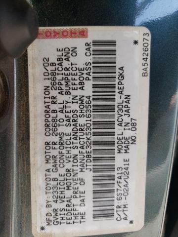 Photo 10 from auction – 2003 TOYOTA CAMRY LE with VIN JTDBE32K530163564