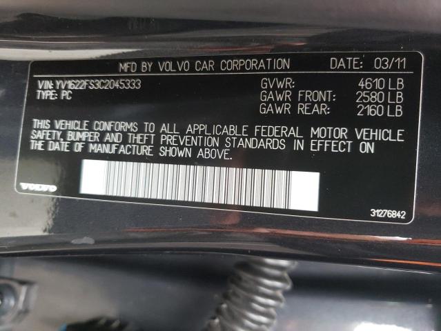 Photo 10 from auction – 2012 VOLVO S60 T5 with VIN YV1622FS3C2045333