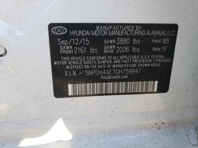 Photo 10 from auction – 2016 HYUNDAI ELANTRA SE with VIN 5NPDH4AE7GH759947