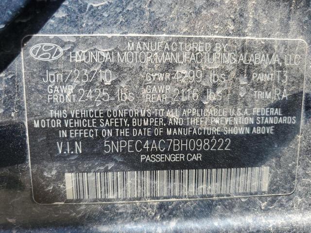 Photo 10 from auction – 2011 HYUNDAI SONATA SE with VIN 5NPEC4AC7BH098222