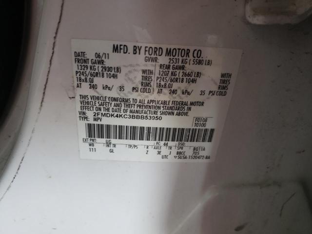 Photo 10 from auction – 2011 FORD EDGE LIMIT with VIN 2FMDK4KC3BBB53950