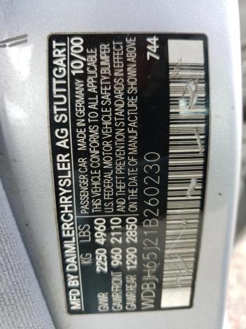 Photo 10 from auction – 2001 MERCEDES-BENZ E-CLASS with VIN WDBJH65J21B260230