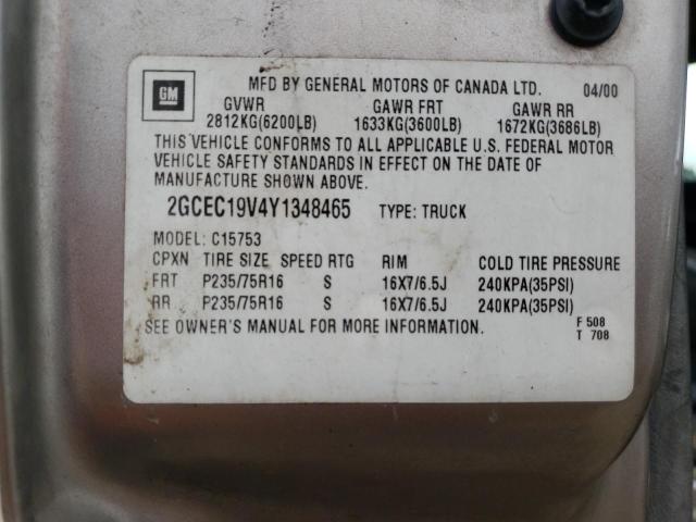 Photo 10 from auction – 2000 CHEVROLET SILVERADO with VIN 2GCEC19V4Y1348465