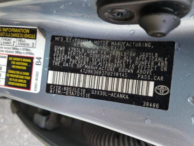 Photo 10 from auction – 2007 TOYOTA AVALON with VIN 4T1BK36B27U218145