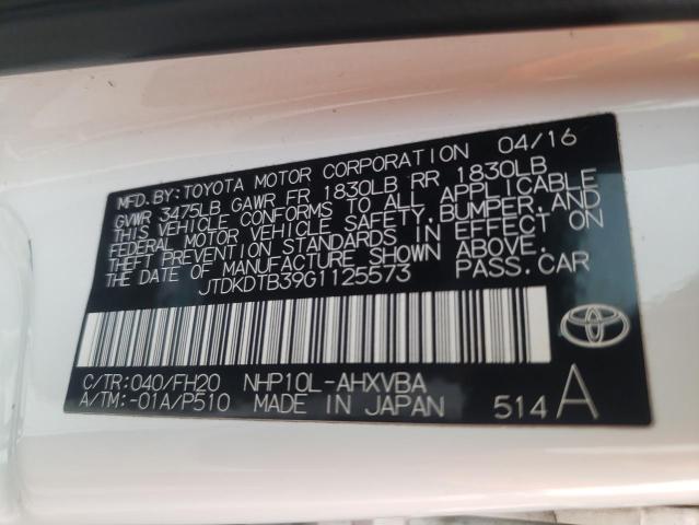 Photo 10 from auction – 2016 TOYOTA PRIUS C with VIN JTDKDTB39G1125573