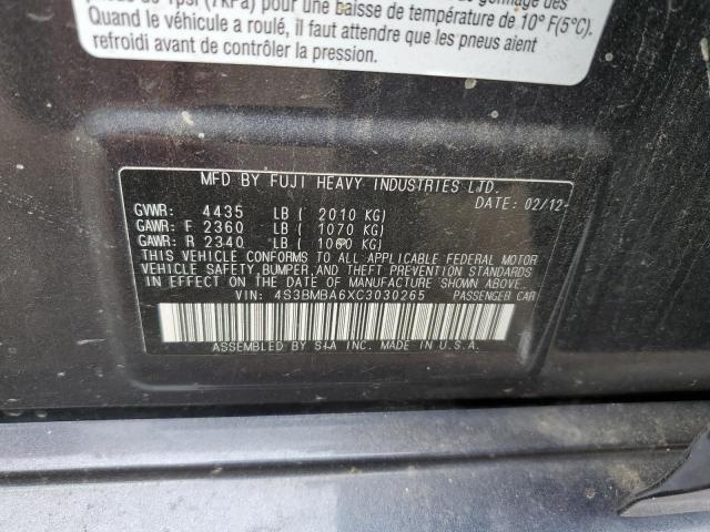 Photo 10 from auction – 2012 SUBARU LEGACY 2.5 with VIN 4S3BMBA6XC3030265