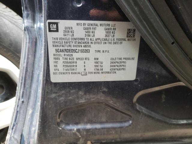 Photo 10 from auction – 2012 BUICK ENCLAVE with VIN 5GAKRDED5CJ193263