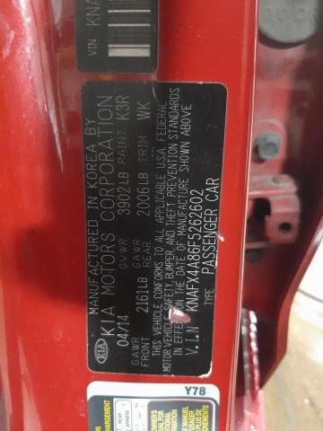 Photo 10 from auction – 2015 KIA FORTE EX with VIN KNAFX4A86F5262602