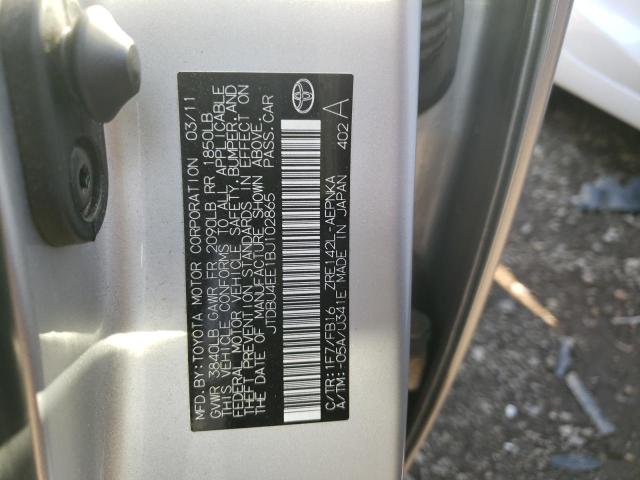 Photo 10 from auction – 2011 TOYOTA COROLLA BA with VIN JTDBU4EE1BJ102865