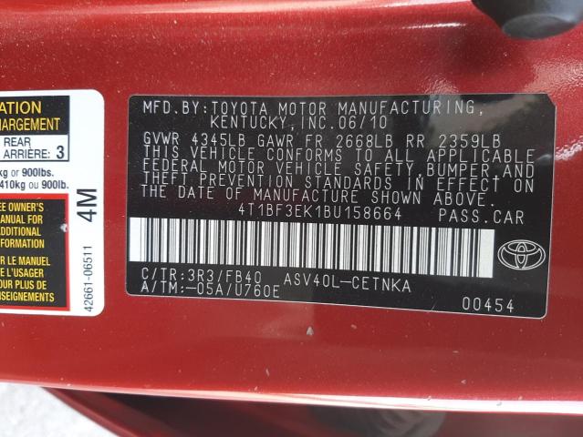 Zdjęcie 10 z aukcji – 2011 TOYOTA CAMRY BASE z VIN 4T1BF3EK1BU158664