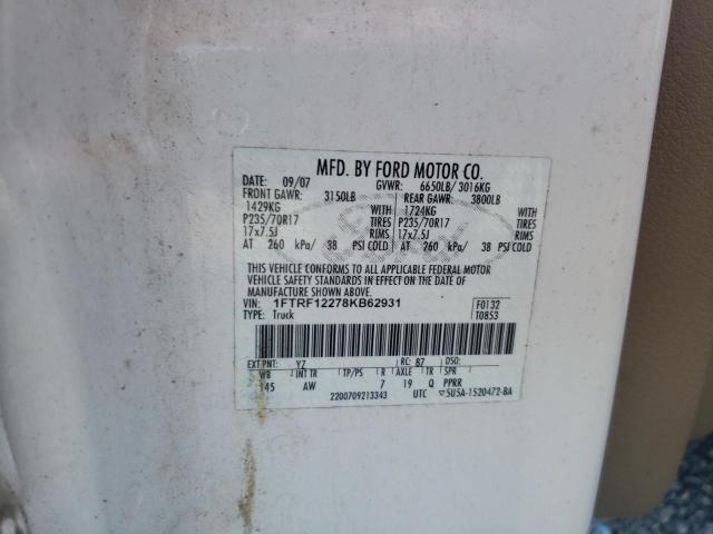Photo 10 from auction – 2008 FORD F150 with VIN 1FTRF12278KB62931
