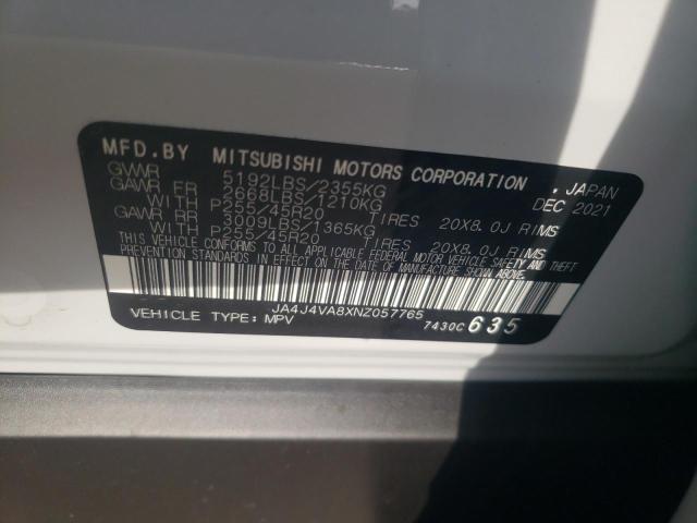 Photo 10 from auction – 2022 MITSUBISHI OUTLANDER with VIN JA4J4VA8XNZ057765