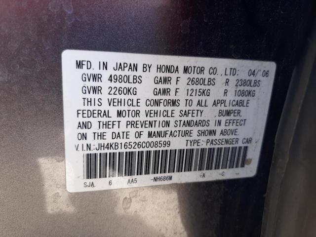 Photo 10 from auction – 2006 ACURA RL with VIN JH4KB16526C008599