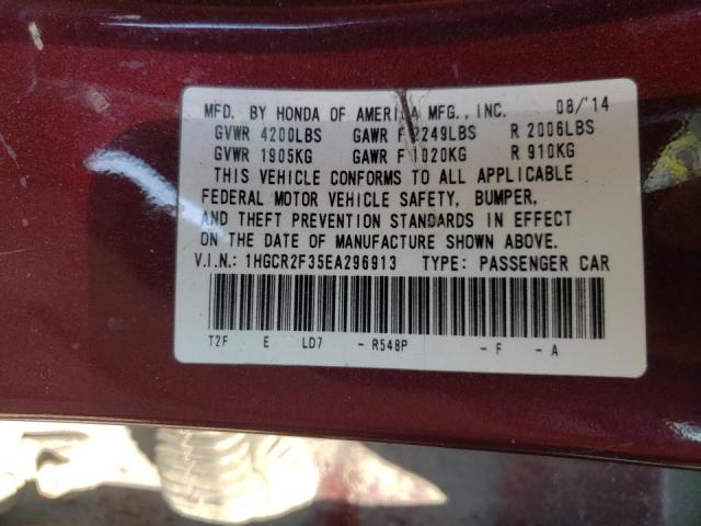 Photo 10 from auction – 2014 HONDA ACCORD LX with VIN 1HGCR2F35EA296913