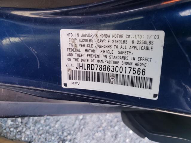 Photo 10 from auction – 2003 HONDA CR-V EX with VIN JHLRD78863C017566