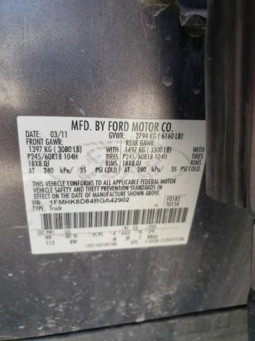 Photo 10 from auction – 2011 FORD EXPLORER X with VIN 1FMHK8D84BGA42902